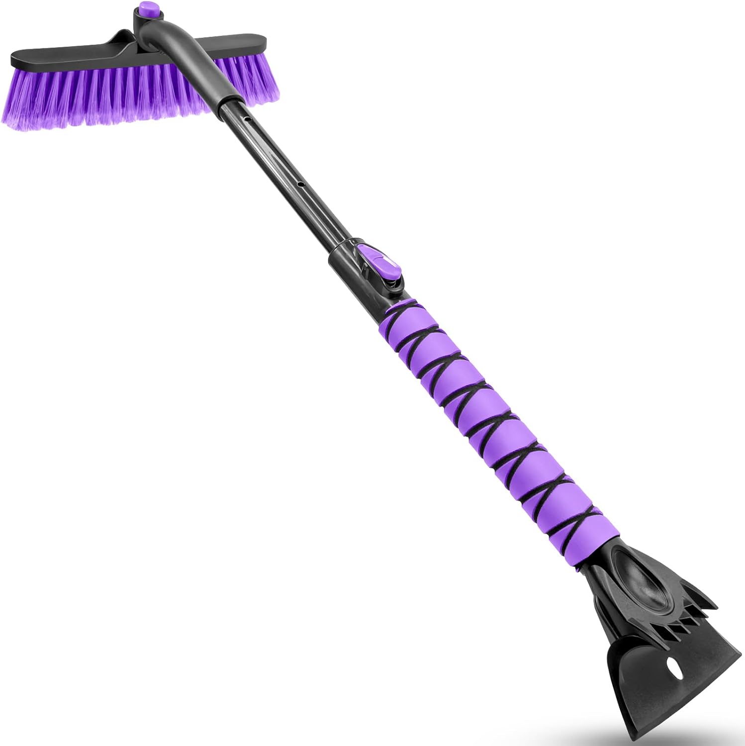 Snow Brush for Car, Extendable Snow Brush and Ice Scraper with Foam Grip, Car Window Scraper for Snow and Ice for SUV Truck Auto Jeep RV Vehicle Windshield - Purple