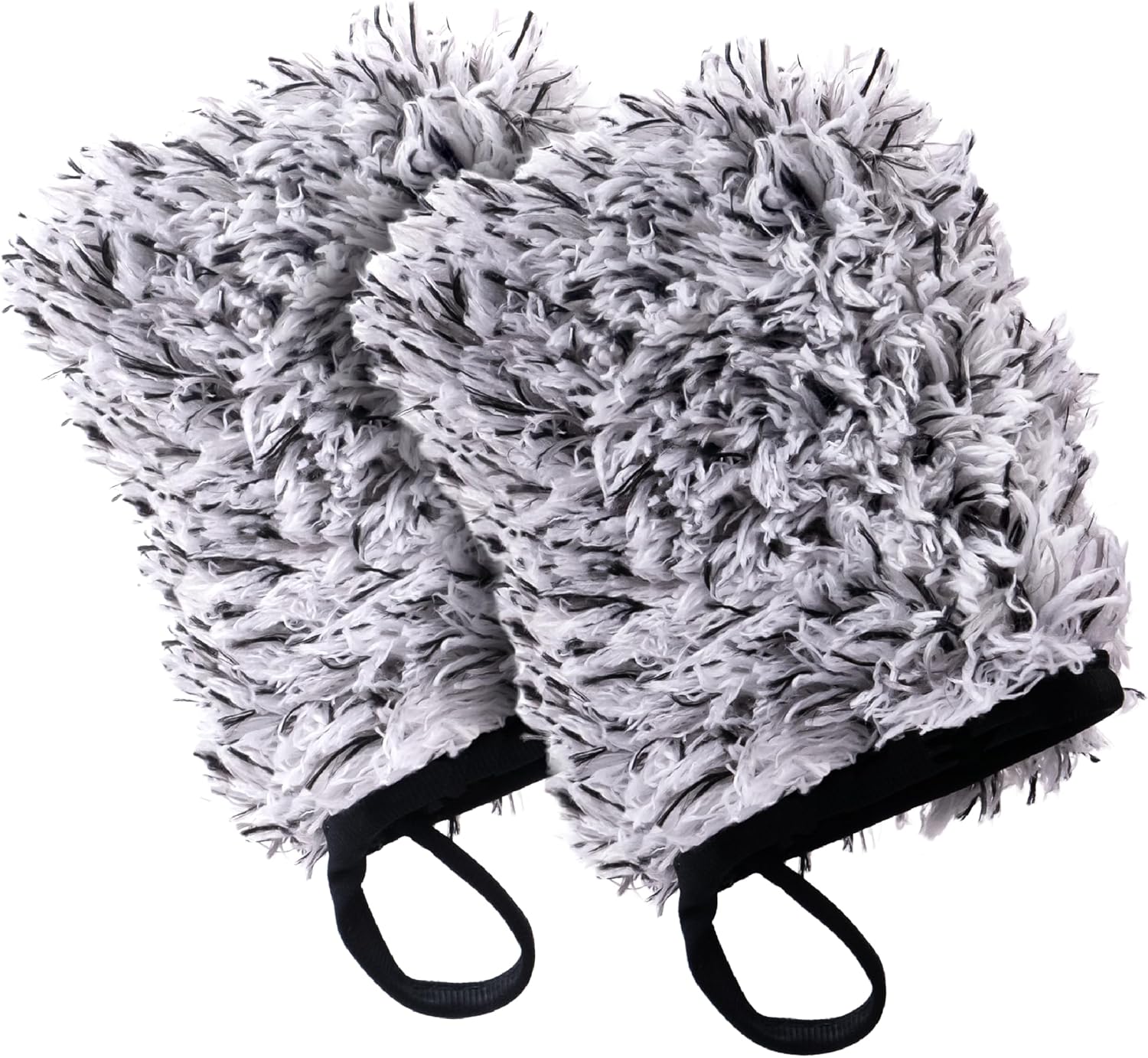 Wheel Cleaner Mitts for Car, Microfiber Wheel Cleaner for Car Detailing and Rims, Black and White, 5.5 Inch x 4.4 Inch, 2 Pack