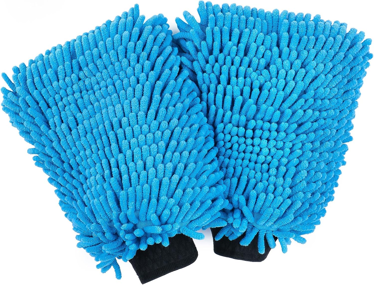 Car Wash Mitt, 2PK Chenille Microfiber Wash Mitt, Scratch-Free & Lint-Free, Rich Foam, Highly Absorbent, Double Sided, Perfect for Car Washing and Detailing, 10.2" x 6.7 ", Blue