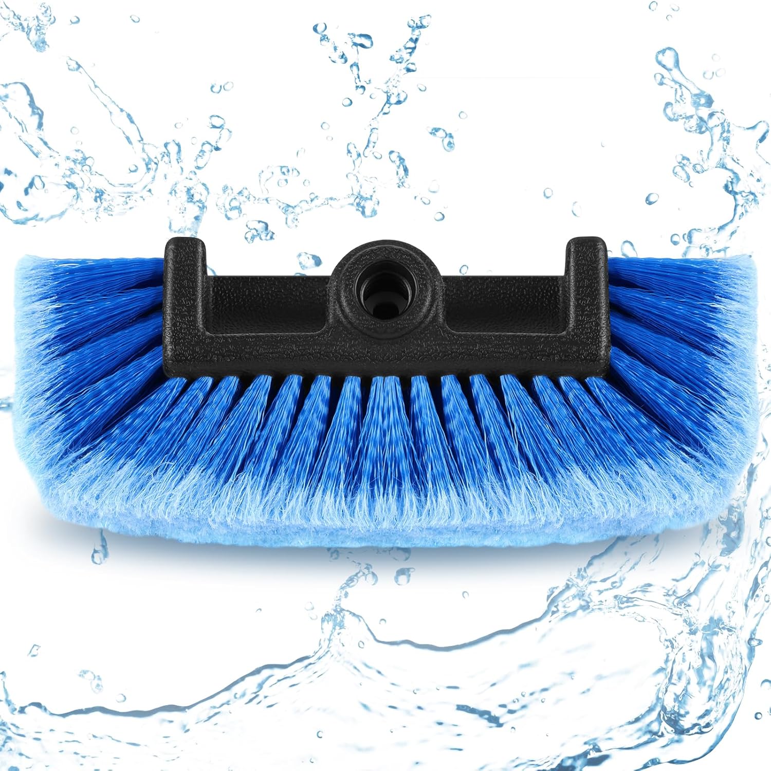 Car Wash Brush with Soft Bristles - Gentle on Paint, Compatible with Poles, Perfect for Cars, Trucks, RVs, Boats, Decks, and More (Blue) (10-inch)
