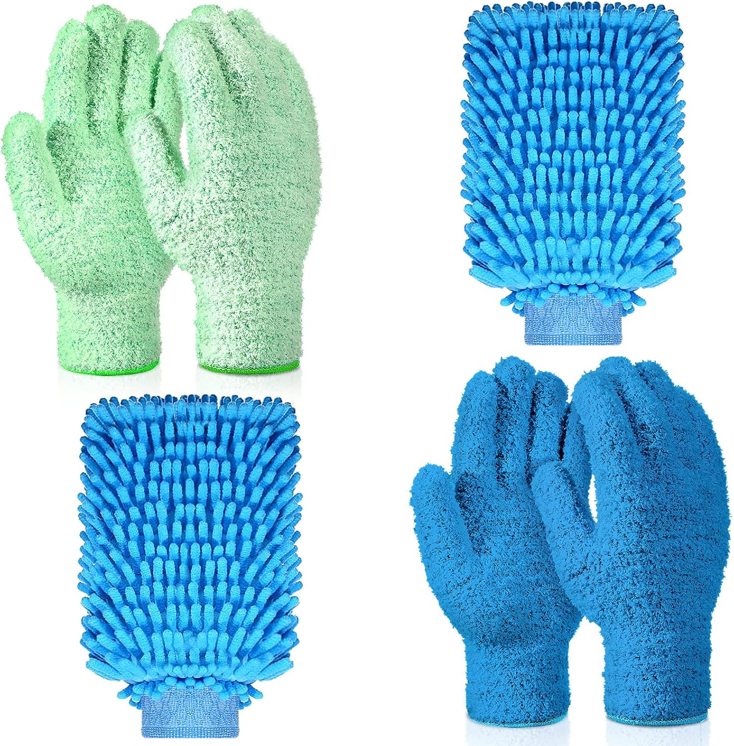 6 Pcs Microfiber Dusting Mitt Gloves Microfiber Washable Dusting Gloves Car Wash Mitt for Leaf Cleaning Plant